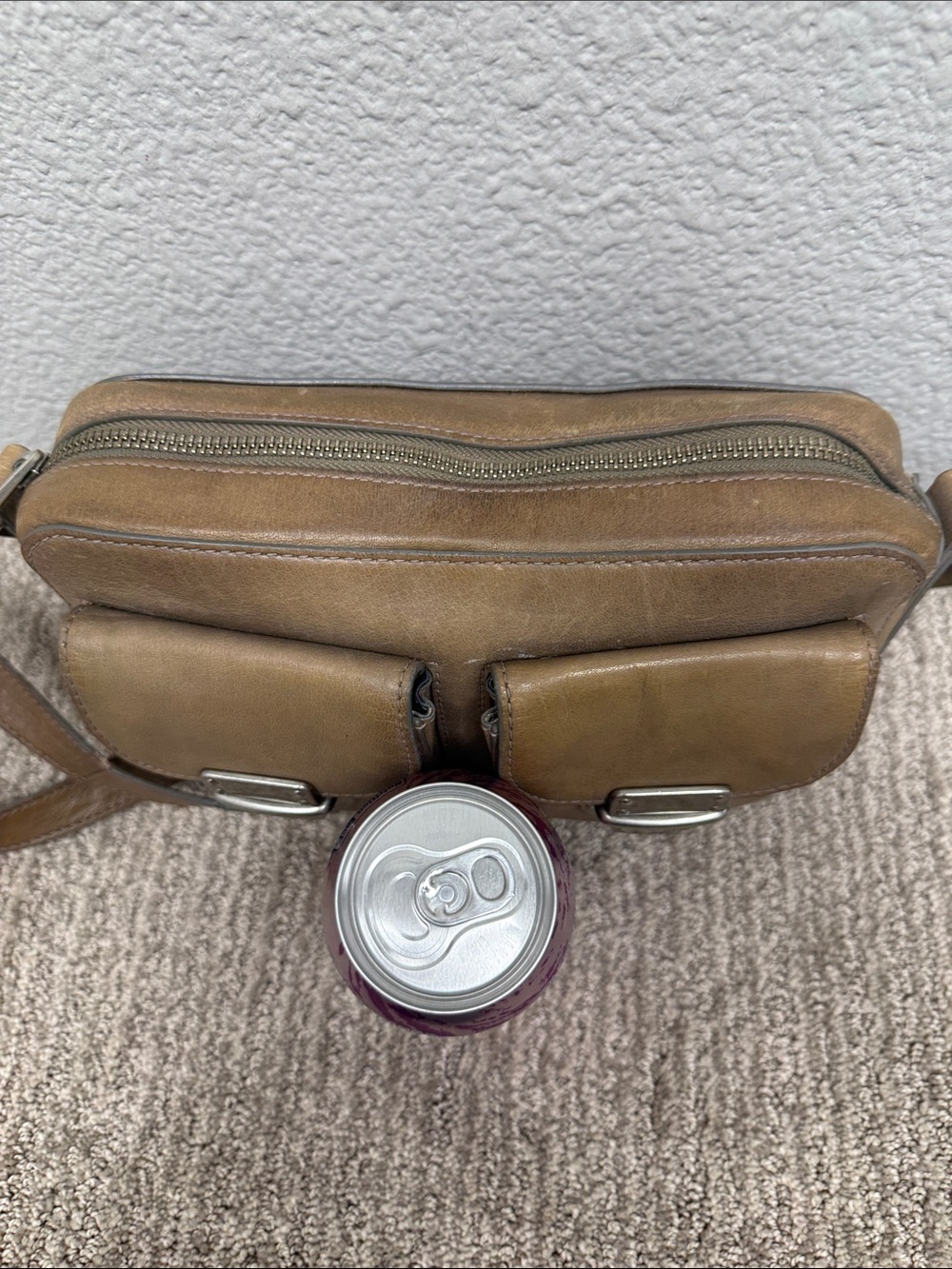 Vintage Fossil Brown Leather Double-Pocket Crossbody Bag - Picture 10 of 13